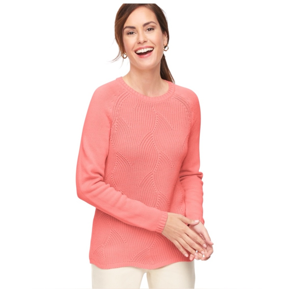 NWT Talbots Pointelle Raglan Sweater in Pink Plus Size 2X